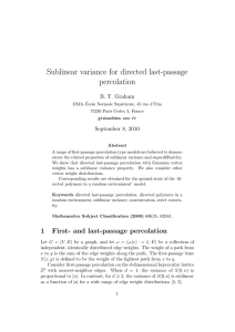 Sublinear variance for directed last-passage percolation B. T. Graham September 8, 2010