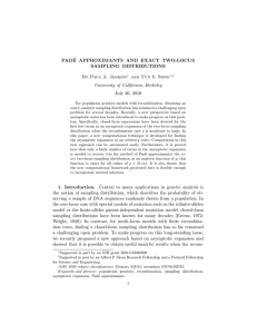 PAD ´ E APPROXIMANTS AND EXACT TWO-LOCUS SAMPLING DISTRIBUTIONS By Paul A. Jenkins