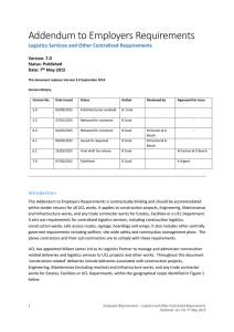 Addendum to Employers Requirements Logistics Services and Other Centralised Requirements  Version: 7.0