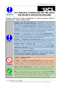 UCL PRINCIPAL CONTRACTOR SITE FIRE SAFETY RISK REVIEW &amp; MITIGATION MEASURES