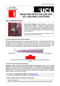 BEAM FIRE DETECTOR USE AND UCL BUILDING LOCATIONS Fire Safety Technical Guide