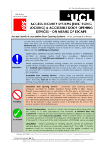 ACCESS SECURITY SYSTEMS (ELECTRONIC LOCKING) &amp; ACCESSIBLE DOOR OPENING