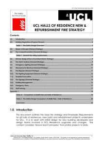 UCL HALLS OF RESIDENCE NEW &amp; REFURBISHMENT FIRE STRATEGY  Contents: