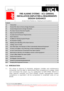 FIRE ALARMS SYSTEMS - UCL GENERAL INSTALLATION EMPLOYERS &amp; REQUIREMENTS DESIGN GUIDANCE