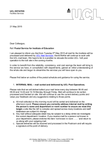 UCL ESTATES  21 May 2015 Dear Colleague,