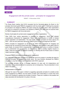 – principles for engagement Engagement with the private sector SUMMARY