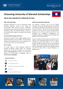 Chevening University of Warwick Scholarships hƉƚŽƚǁ ŽĂǁ ĂƌĚƐĨŽƌŶĂƟŽŶĂůƐŽĨ&gt;ĂŽƐ About the Scholarship