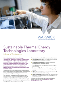 Sustainable Thermal Energy Technologies Laboratory School of Engineering