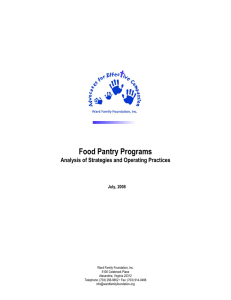 Food Pantry Programs Analysis of Strategies and Operating Practices July, 2008