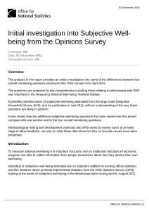 Initial investigation into Subjective Well- being from the Opinions Survey Overview