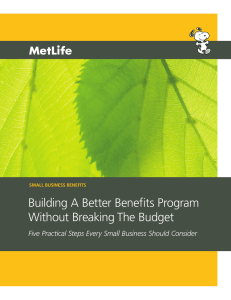 Building A Better Benefits Program Without Breaking The Budget SMALL BUSINESS BENEFITS