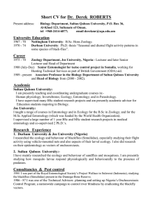 Short CV for Dr.  Derek  ROBERTS