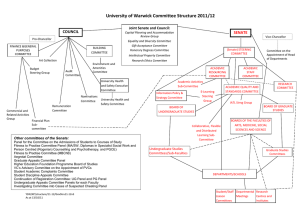 University of Warwick Committee Structure 2011/12 SENATE COUNCIL Joint Senate and Council: