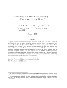 Monitoring and Productive Efficiency in Public and Private Firms ∗ Anke S. Kessler
