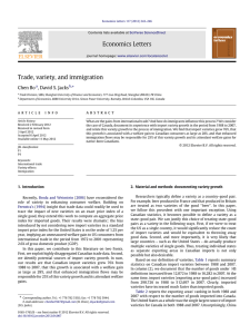 Economics Letters Trade, variety, and immigration Chen Bo , David S. Jacks