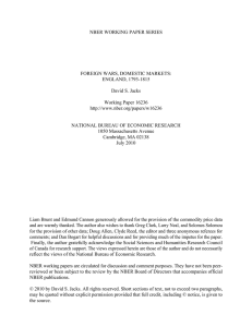 NBER WORKING PAPER SERIES FOREIGN WARS, DOMESTIC MARKETS: ENGLAND, 1793-1815 David S. Jacks