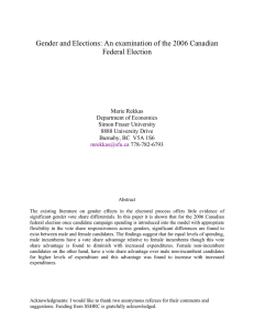 Gender and Elections: An examination of the 2006 Canadian Federal Election