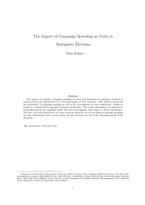The Impact of Campaign Spending on Votes in Multiparty Elections Marie Rekkas