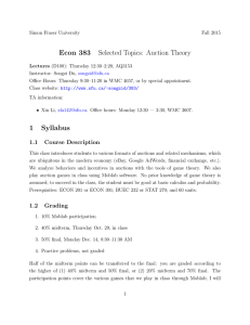 Econ 383 Selected Topics: Auction Theory