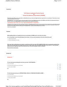 Page 1 of 17 Qualtrics Survey Software 2011 School Leadership Practices Survey for