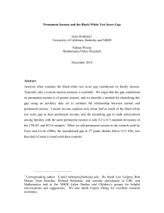 Permanent Income and the Black-White Test Score Gap  Jesse Rothstein