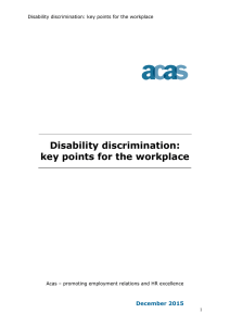 Disability discrimination: key points for the workplace December 2015