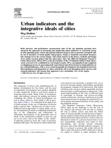 Urban indicators and the integrative ideals of cities Meg Holden