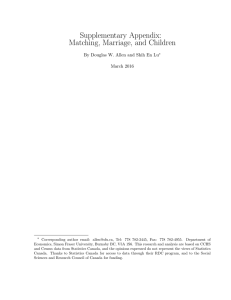 Supplementary Appendix: Matching, Marriage, and Children March 2016