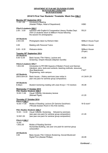First Year Students’ Timetable: Week One ONLY 2014/15