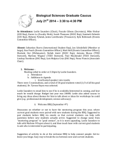 Biological Sciences Graduate Caucus July 21 2014 – 3:30 to 4:30 PM