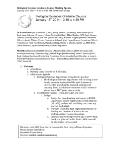 Biological Sciences Graduate Caucus – 3:30 to 4:30 PM January 15 2014
