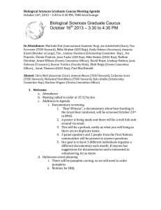 Biological Sciences Graduate Caucus – 3:30 to 4:30 PM October 16 2013