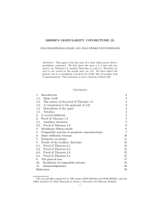 SERRE’S MODULARITY CONJECTURE (I)