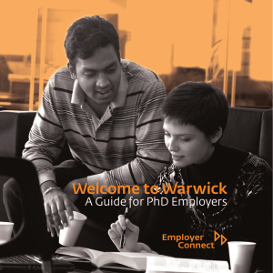 Welcome to War wick A Guide for PhD Employers