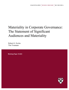 Materiality in Corporate Governance: The Statement of Significant Audiences and Materiality