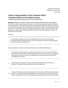 Matrix of Responsibilities: ACCJC Standards (2014)