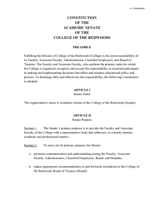 CONSTITUTION OF THE ACADEMIC SENATE COLLEGE OF THE REDWOODS