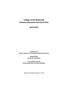 College of the Redwoods Distance Education Functional Plan  2015-2017