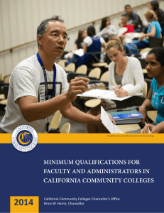 2014 MINIMUM QUALIFICATIONS FOR FACULTY AND ADMINISTRATORS IN CALIFORNIA COMMUNITY COLLEGES