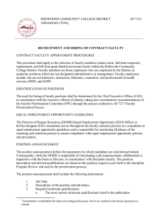 REDWOODS COMMUNITY COLLEGE DISTRICT       ... Administrative Policy  CONTRACT FACULTY APPOINTMENT PROCEDURES