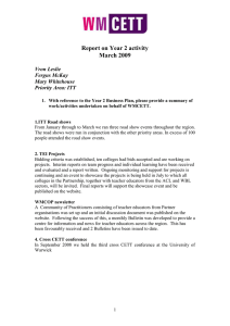 Report on Year 2 activity March 2009  Vron Leslie