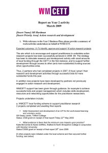 Report on Year 2 activity March 2009  [Insert Name] Jill Hardman