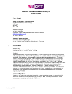 Teacher Education Initiative Project Final Report 1 Front Sheet