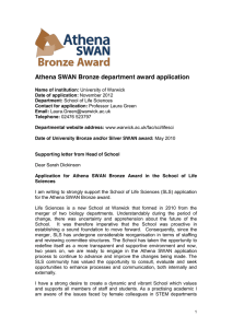Athena SWAN Bronze department award application