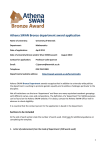 Athena SWAN Bronze department award application