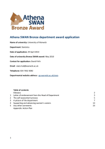 Athena SWAN Bronze department award application