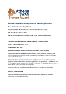 Athena SWAN Bronze department award application