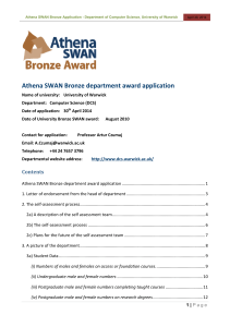 Athena SWAN Bronze department award application  