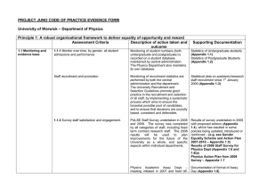 PROJECT JUNO CODE OF PRACTICE EVIDENCE FORM – Department of Physics