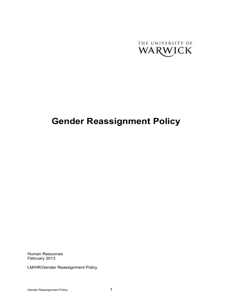 gender reassignment guidelines